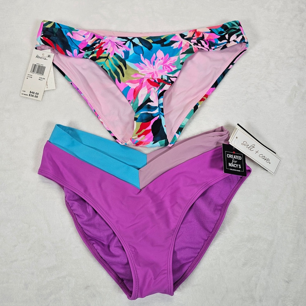 Raisins Salt‎ + Cove Bikini Bottoms Womens Lot 2 Floral Colorblock Multi Size M